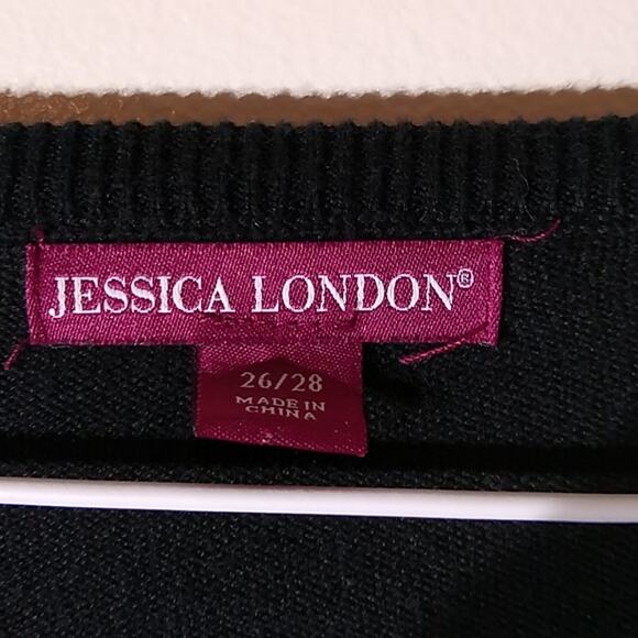 Jessica London Women's Size 26/28 black sweater with embroidery - Picture 2 of 9